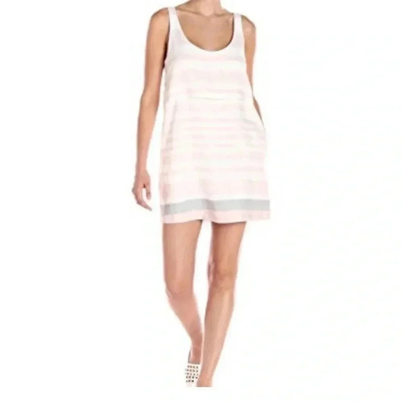Mara Hoffman Overlay Sleeveless Mini Short Dress Linen Pastel Color Size 2 - Picture 2 of 11